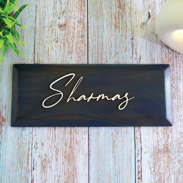 Vintage Navy Teak Wood Name Plate