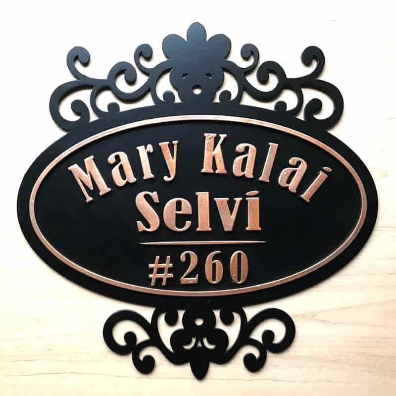 Black Matte Metal House Number Plate - Name Plate Design for Home