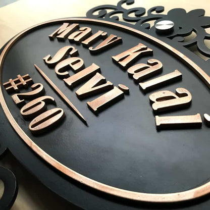 Black Matte Metal House Number Plate - Name Plate Design for Home