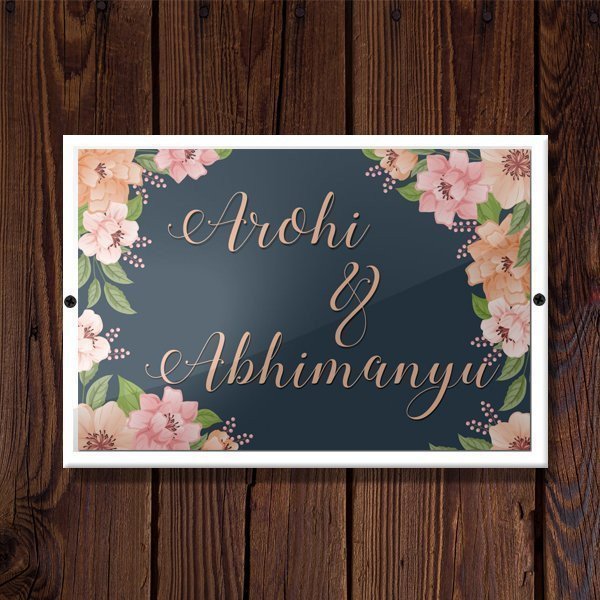Name Plate - Floral Printed - Name Plate Design for Home
