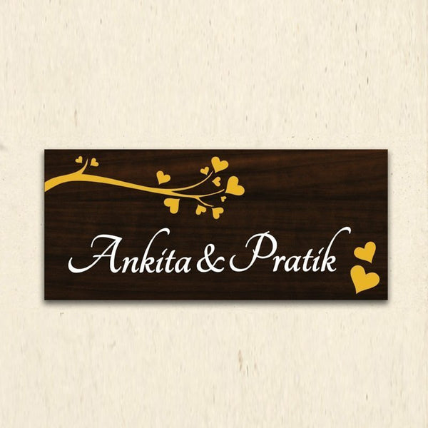 Wooden Couple Name Plate - Home Name Plate Design