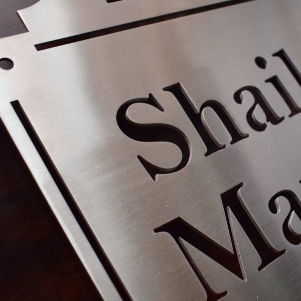 Retro Design Name Plate - Stainless Steel - Name Plate Design for Home