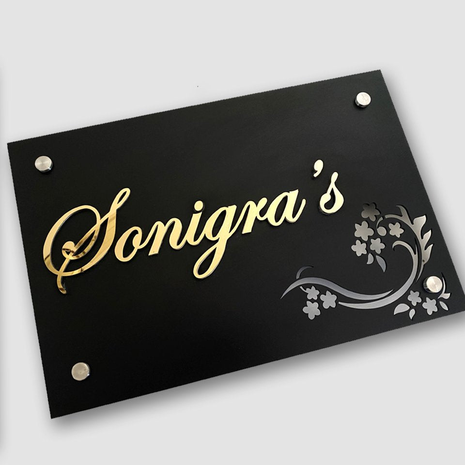 Stylish Floral Corner MS Name Plate