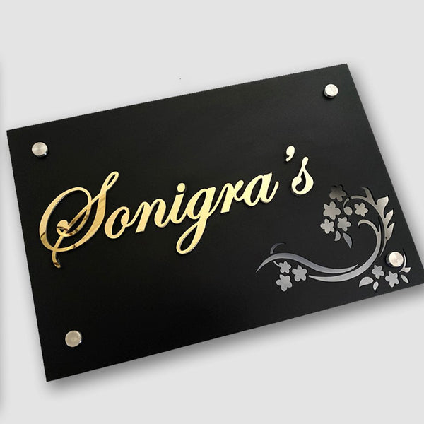 Stylish Floral Corner MS Name Plate