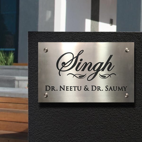 Stainless Steel Engraved Doctor Name Plate - Customized Nameplates for Home Online