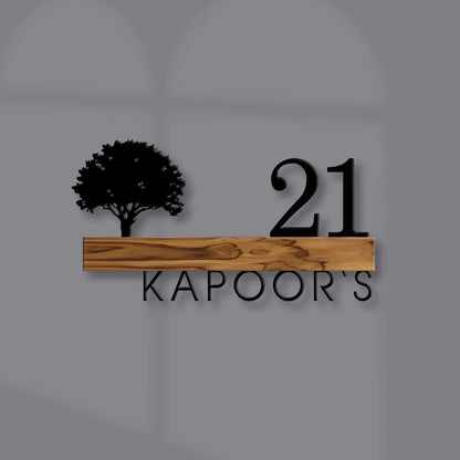 Modernistic MS & Teak Wood Fusion Nameplate