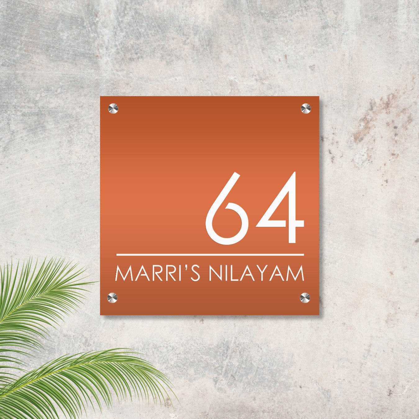 Metal Name Plate - Copper Metallic - Home Name Plate Design