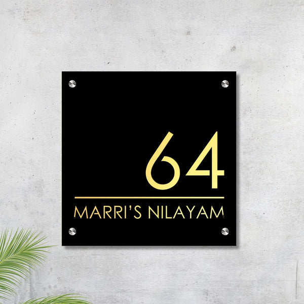 Royal Black Matte With Golden Base - Customized Nameplates Online