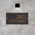 Grey Gunmetal Name Plate with Copper Finish - Home Name Plate Design