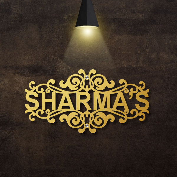 Royal Metal Floral Name Plate - Name Plate Design for Home