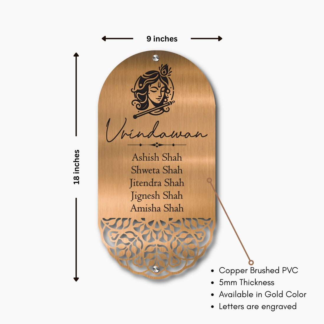 Traditional Krishna Family Name Plate