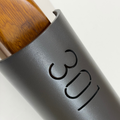 Modern cylindrical LED house nameplate with mild steel body and wood ends