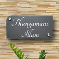 Grey Curved Name Plate - Metal LED - Home Name Plate Design