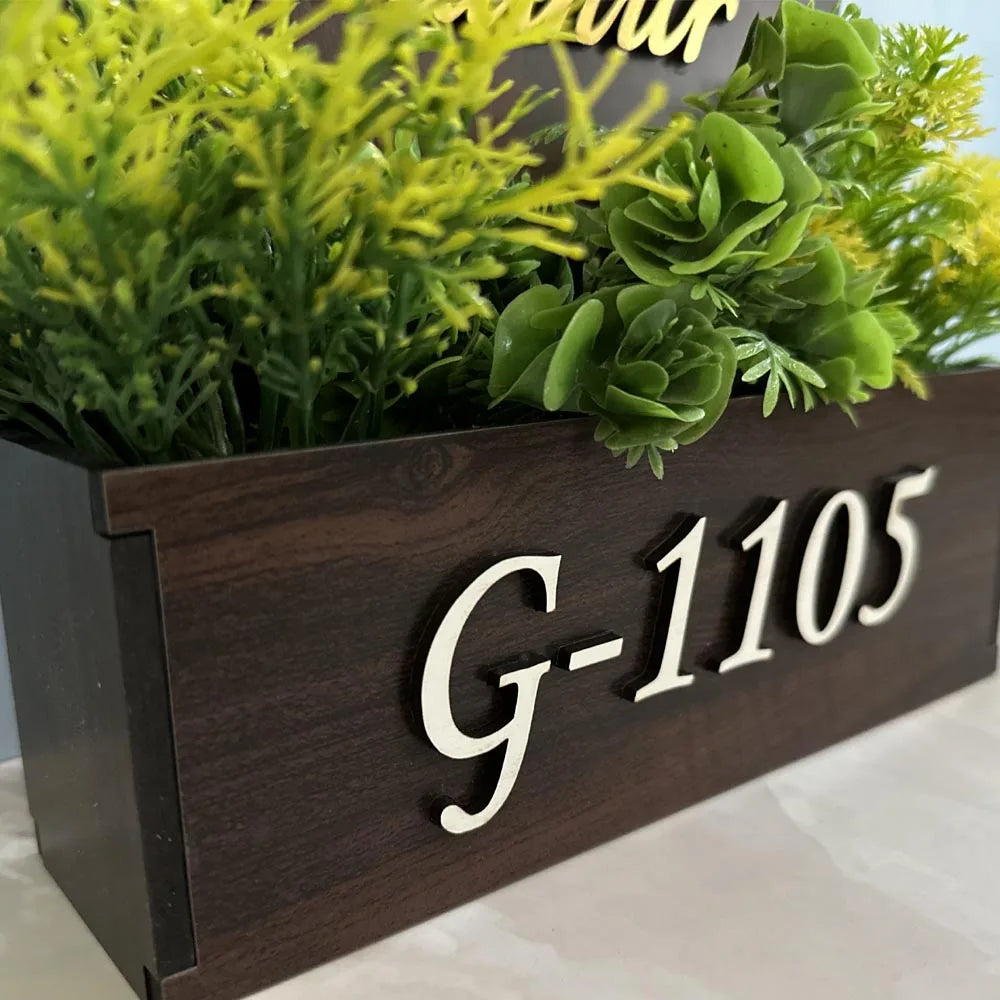 Wooden House Shaped Planter Name Plate