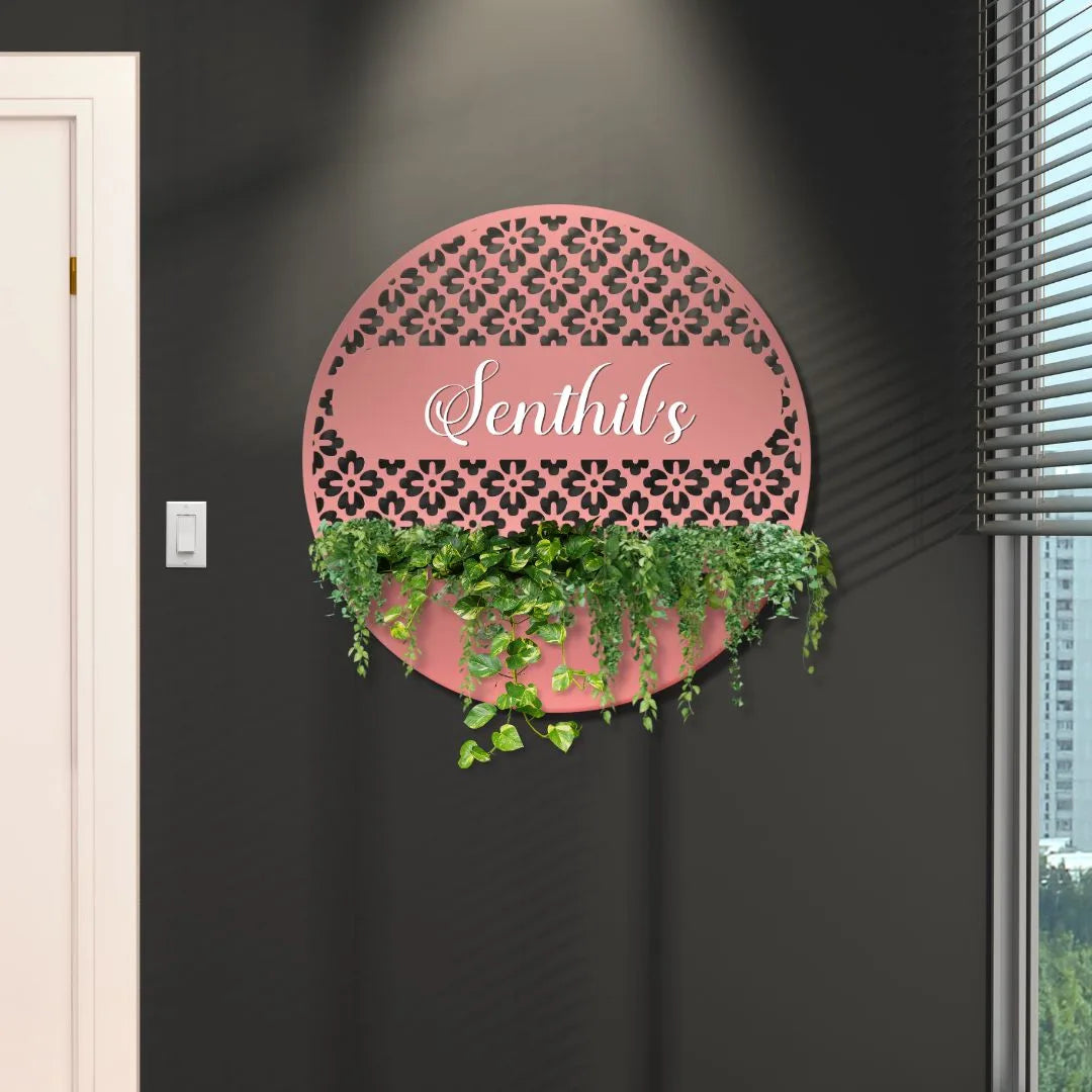 Rose Gold MS Round Planter Name Plate