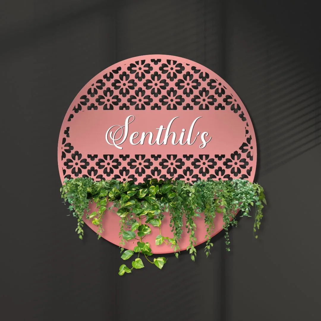 Rose Gold MS Round Planter Name Plate