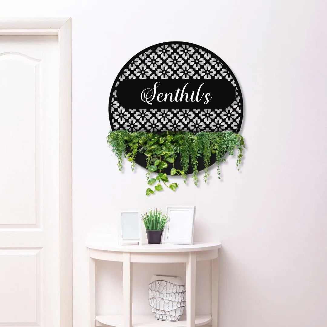 Rose Gold MS Round Planter Name Plate
