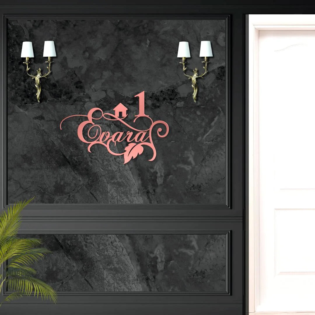 Rose Gold Leaf Cutout MS Name Plate
