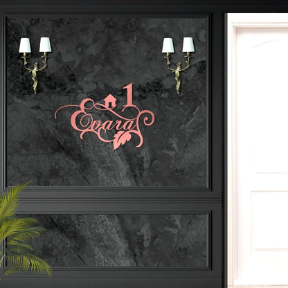 Rose Gold Leaf Cutout MS Name Plate