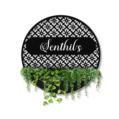 Rose Gold MS Round Planter Name Plate