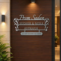 Contemporary family metal name plate for home in matte black stainless steel