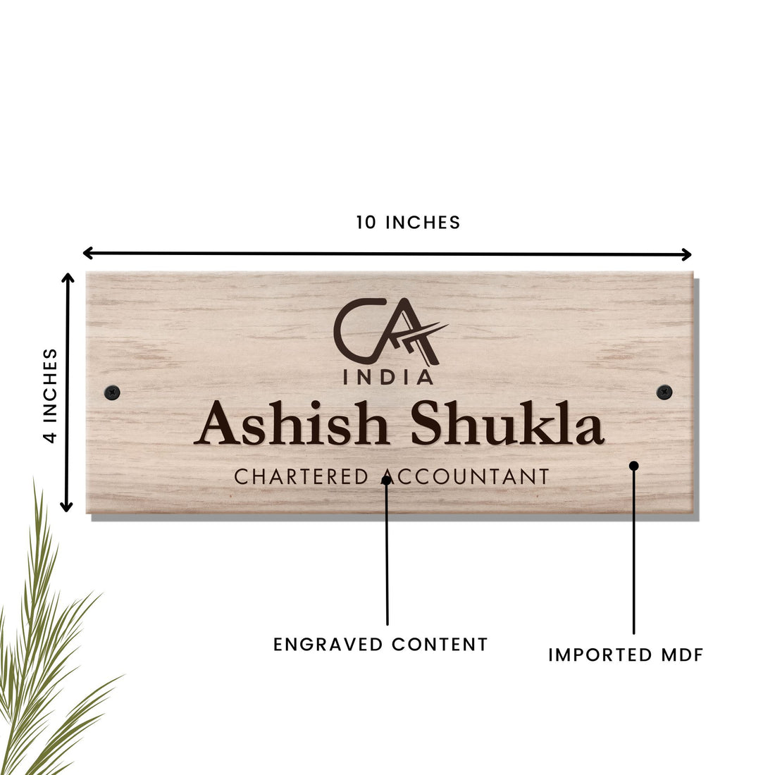 Wooden engraved CA name plate