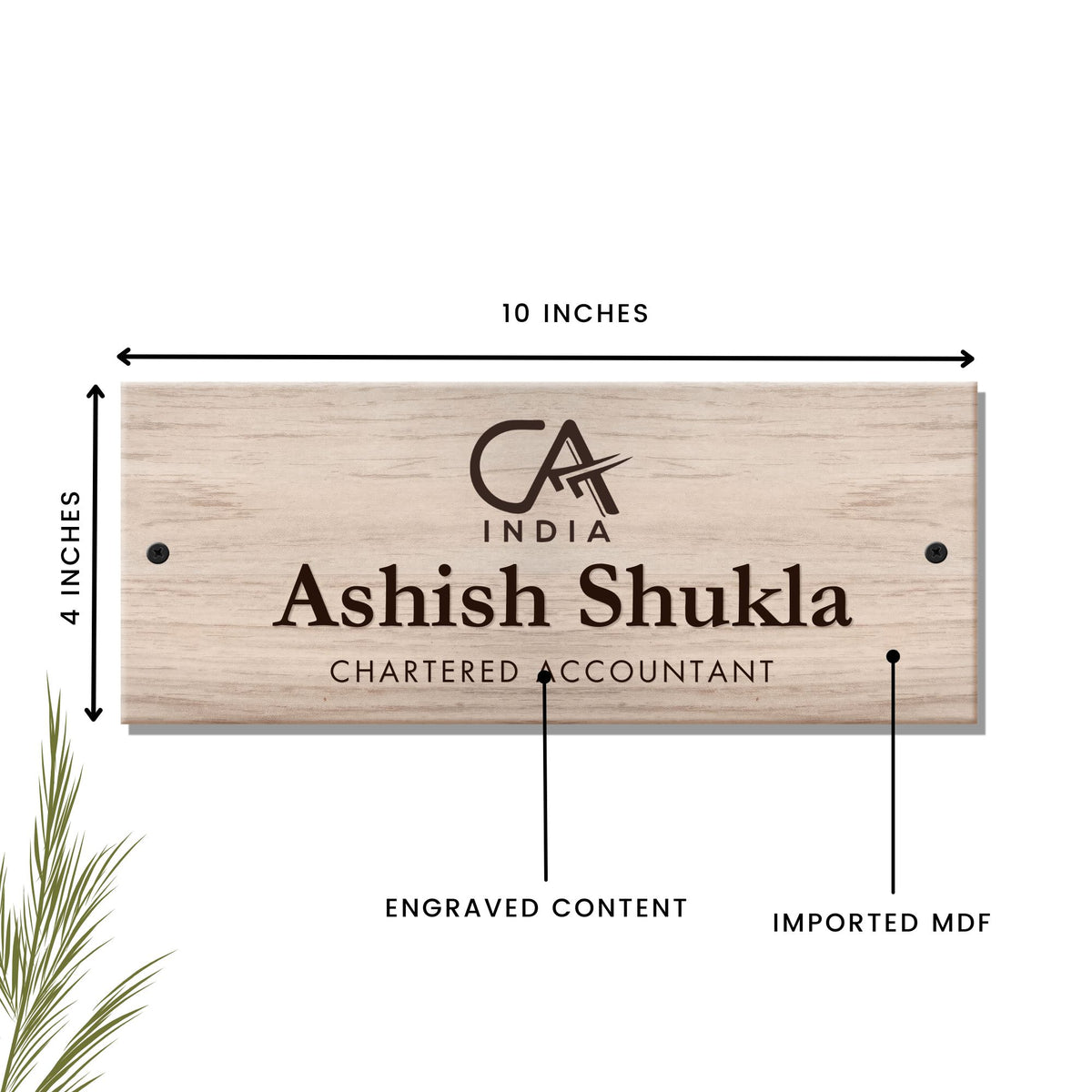 Wooden engraved CA name plate