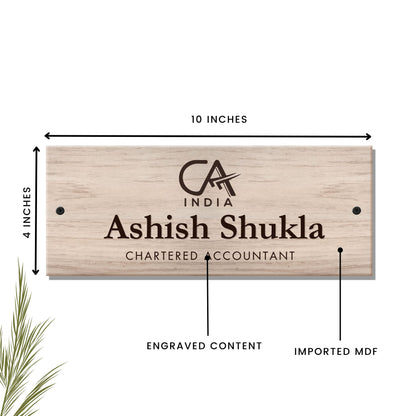 Wooden engraved CA name plate