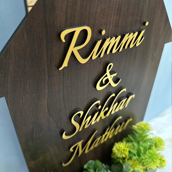 Wooden House Shaped Planter Name Plate
