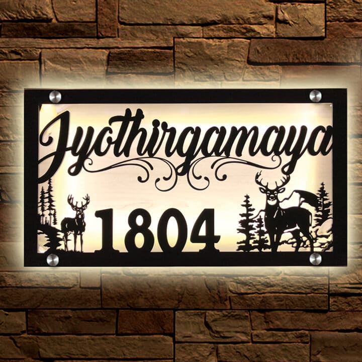 Reindeer LED Name Plate - Home Name Plate Design