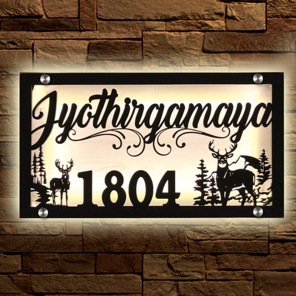 Reindeer LED Name Plate - Home Name Plate Design
