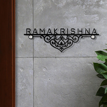 Customized Designer Whirl Black Steel Nameplate for Home