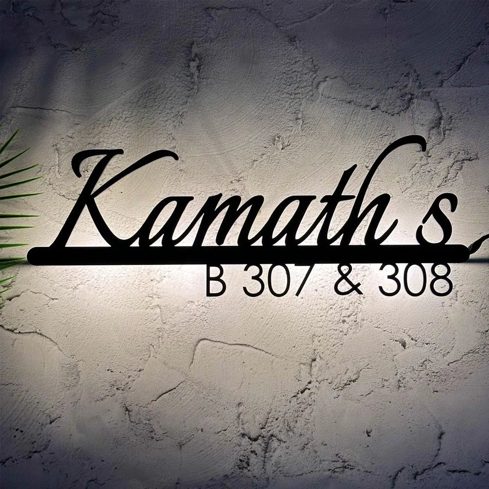 Stygian Mild Steel LED Name Plate for Home