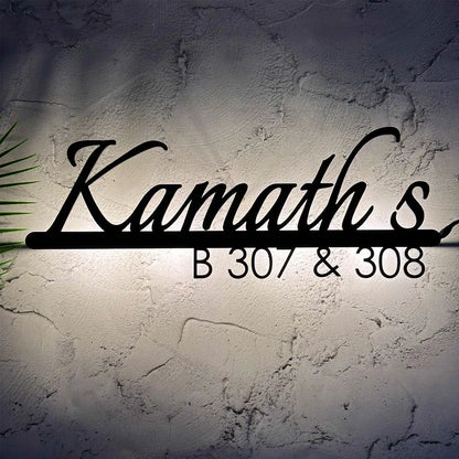 Stygian Mild Steel LED Name Plate for Home