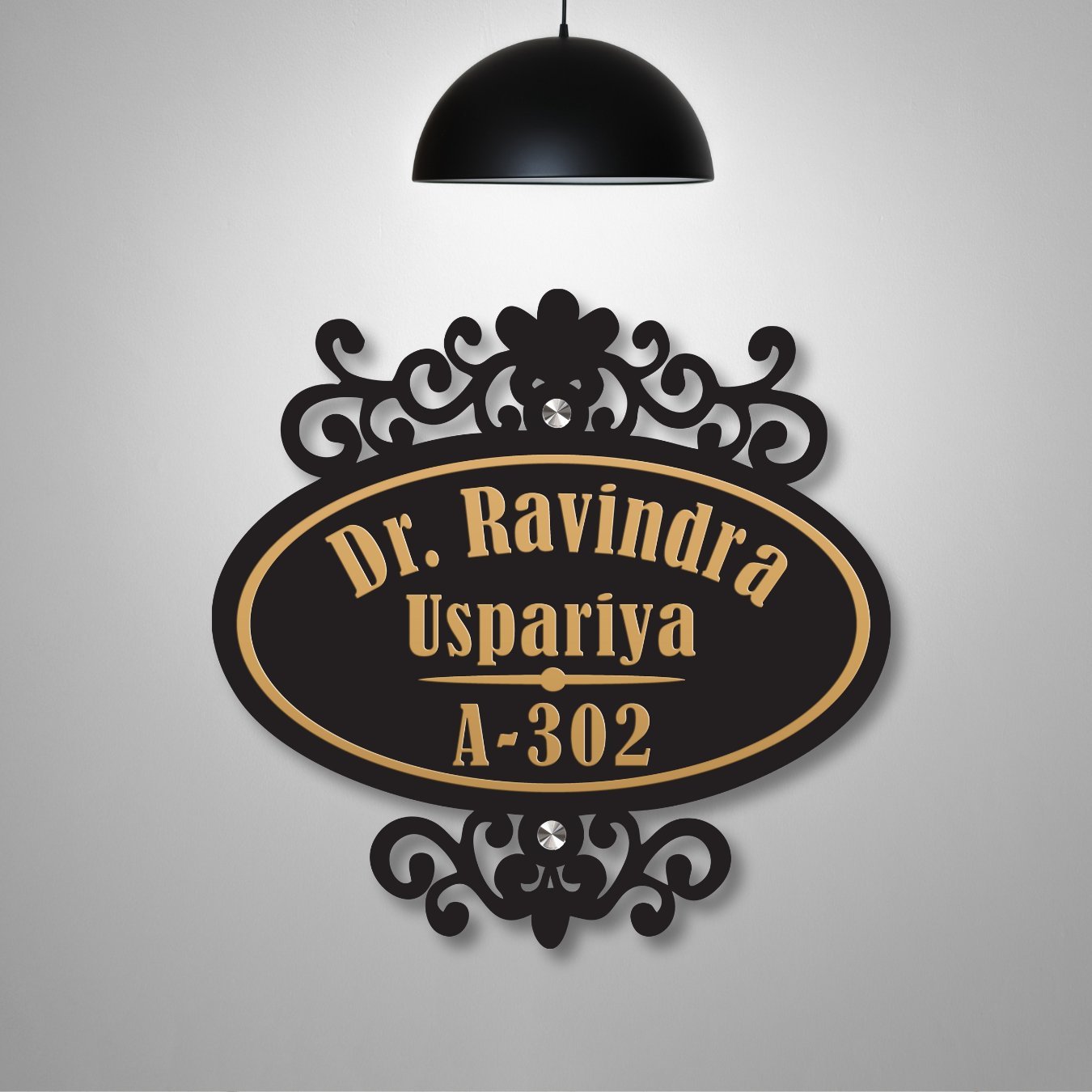 Black Matte Metal House Number Plate - Name Plate Design for Home