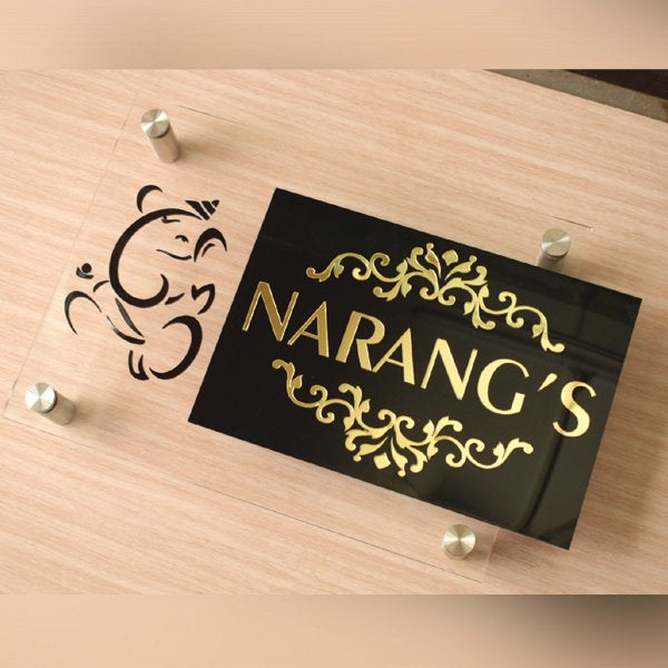 Acrylic Ganesha Name Plate - Name Plate Design for Home