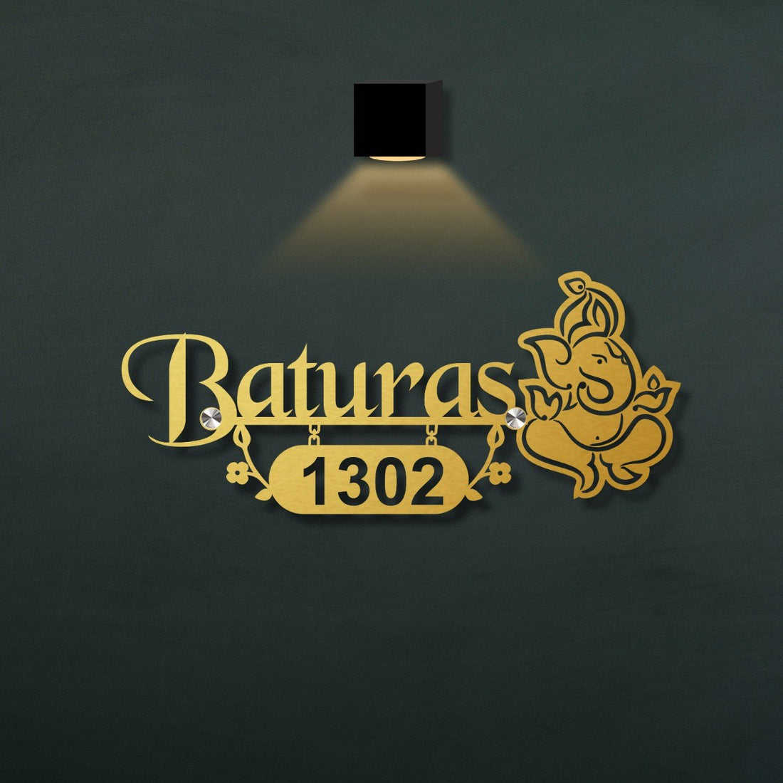 Ganesha Mild Steel Name Plate - Customized Nameplates for Home Online