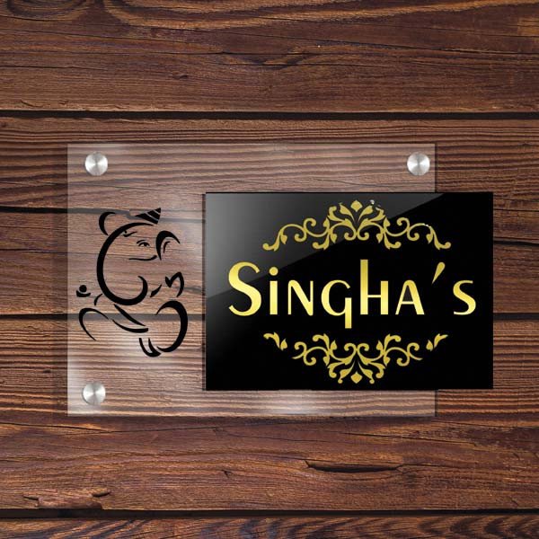 Acrylic Ganesha Name Plate - Name Plate Design for Home