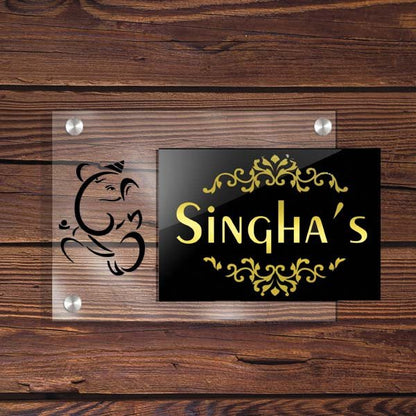 Acrylic Ganesha Name Plate - Name Plate Design for Home